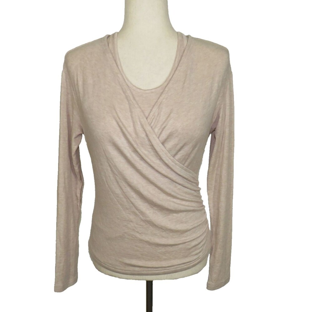 OGL Eco-MiYaMoon Cashmere Blend Ruched Long Sleeve Top & Brami Tank Set Beige S